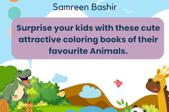 create cute kawaii coloring book of dinosaur or unicorn for amazonkdp kids