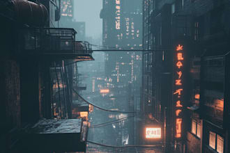draw a cyberpunk futuristic city art illustration