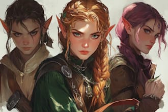draw a dnd party art and d and d character for you