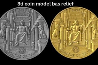 sculpt 3d coin model cnc design 3d bas relief medallion pendant design wall art