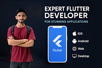 develop flutter mobile app for android and ios, API, firebase, database, figma
