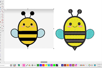 digitize the embroidery into dst, pes, and jef files