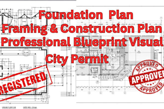 draft city permit foundation, blueprints, framing, and construction plan