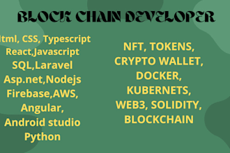 make custom web using blockchain solidity, nft crypto tokens, web3, docker dapps