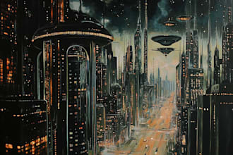draw a science fiction city and concept art illustration
