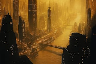 make futuristic cyberpunk city for you