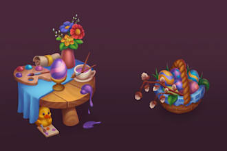 create casual 2d props, environment design, icon for you