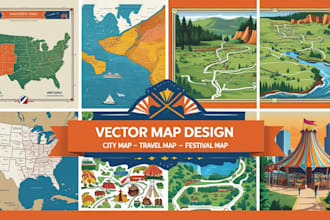 design vector map, city map, site map, travel map, event map design