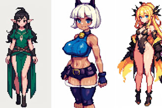 draw 2d pixel art 2d character sprite sheet pixel animation