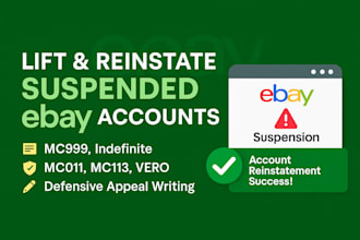 lift ebay suspension, reinstate suspended ebay mc999,indefinite,mc011 in 24hours