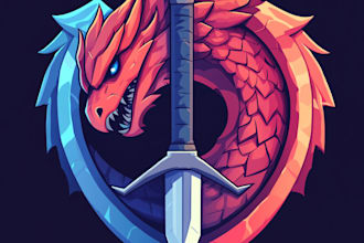 make a fantasy, rpg, sci fi, steam animated game logo