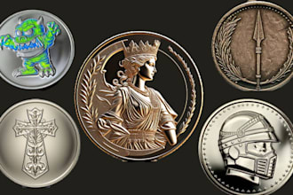 3d coin models for custom, challenge coin fantasy gaming military stl printing