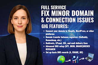 setup dns domain records spf, connect domain, fix and transfer domain