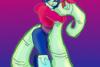 draw your oc or character in a bold, stylized, neon cartoon style