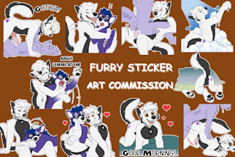 draw furry telegram sticker design discord pfp sfw nsfw fursona art commission