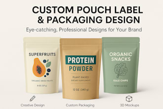design custom pouch labels, packaging, and supplement bags