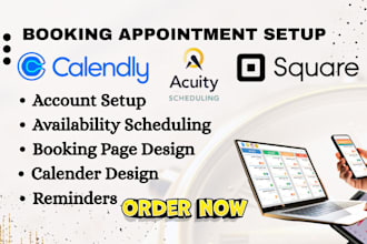professionally set up acuity scheduling, square bookings, appointments, calendly