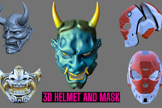 sculpt cosplay 3d mask 3d helmet armor 3d japanese oni printable halloween mask