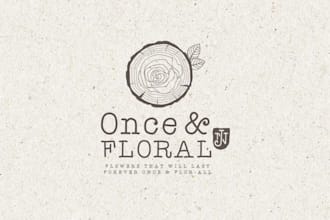 design retro vintage floral wood flower boutique branding logo