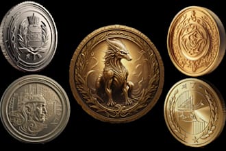 sculpt 3d coin model, custom challenge coin medallion coin cnc for printing