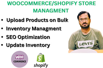 manage shopify, wordpress store, upload products, update inventory