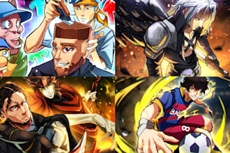 draw a custom illustrated youtube thumbnail in any style