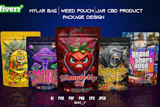 design weed mylar bags, preroll, cbd product, and cannabis product labels