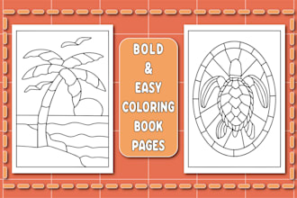 design your bold and easy coloring book pages for kdp, etsy