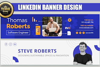 design a professional linkedin banner, cover, and header