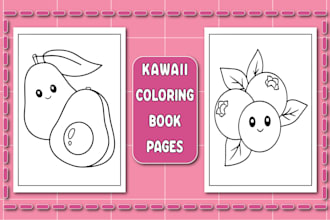 design cute kawaii coloring book pages line art illustration