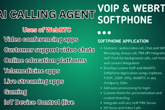 develop cust ai webrtc saas application with ai avatar calling and ai voip agent