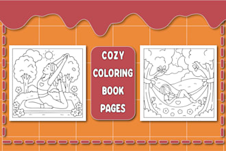 design cozy bold and easy coloring book pages for KDP and etsy