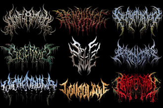 make death metal logo with texture and chrome effect