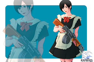 draw cool anime style art for you and your oc