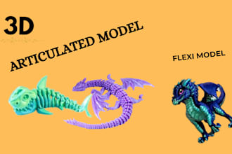 do 3d sculpt articulated model 3d flexi model 3d bjd doll for printing