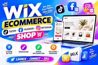 design wix ecommerce store and connect tiktok shop and facebook shop