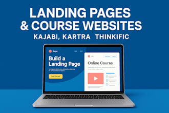 build or rewrite your landing page or course website on kajabi, kartra,thinkific