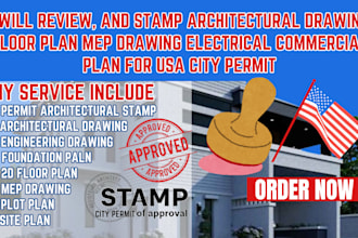 stamp architect drawing mep electrical backyard landscape design for city permit
