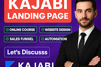 build kajabi website, design kajabi sales funnel landing page, online course