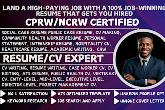 write social care resume for case worker, home care, community health worker CV
