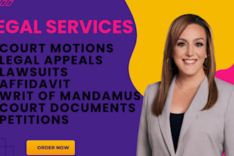 draft motion to dismiss, petition, appeal brief or any legal document