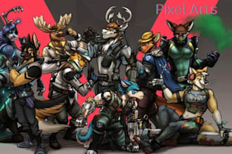 draw amazing furry pixel art illustration furry species