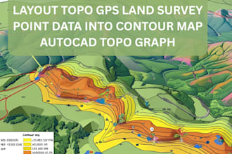 layout topo gps land survey point data into contour map autocad topo graph