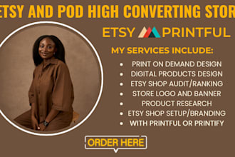 graphics, design print on demand shopify store and list product for etsy pod