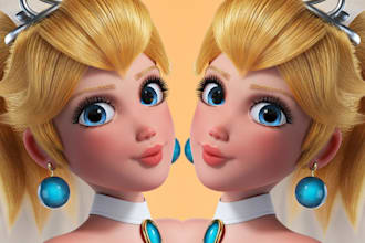 stylized 3d cartoon mascot character rigged for animation with facial expression