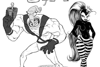 draw your own character or any other in black and white, pencil or ink