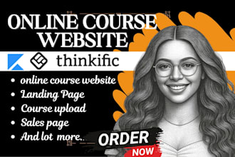 do online course website  or elearning  website on kajabi thinkific learnworlds