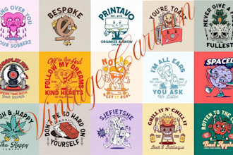 create custom vintage cartoon character, mascot logo, or retro t shirt art