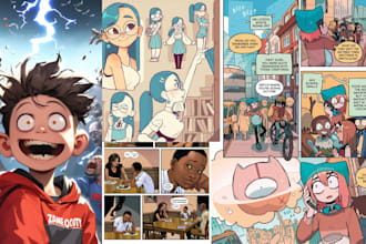 draw comic book illustration webtoon cartoon children story book book manga art