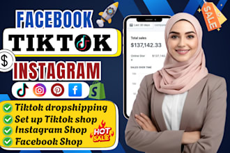 setup tiktok shop facebook shop instagram shop shopify dropshipping marketing